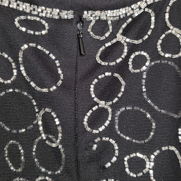 Sue Wong Nocturne Sleeveless Black and Silver Beaded Mesh Mini Dress, Size 4 - Picture 4 of 8